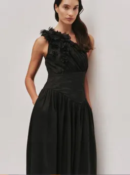 Aje Demi Midi Dress in Black Size 12 for rent on The Volte - image 4