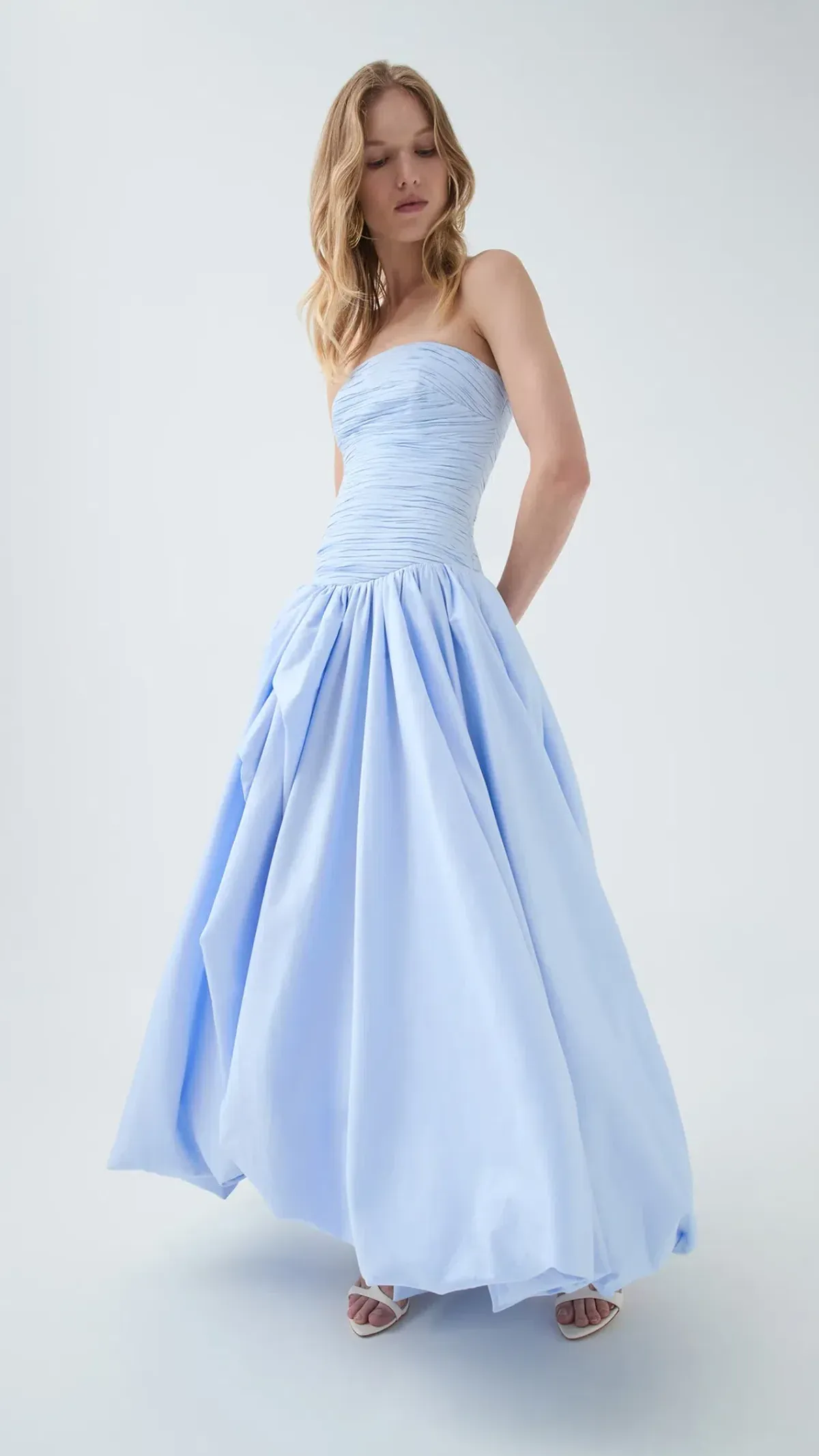 AJE Violette Bubble Hem Maxi Dress in Pearl Blue Size 6 for rent on The Volte - main image