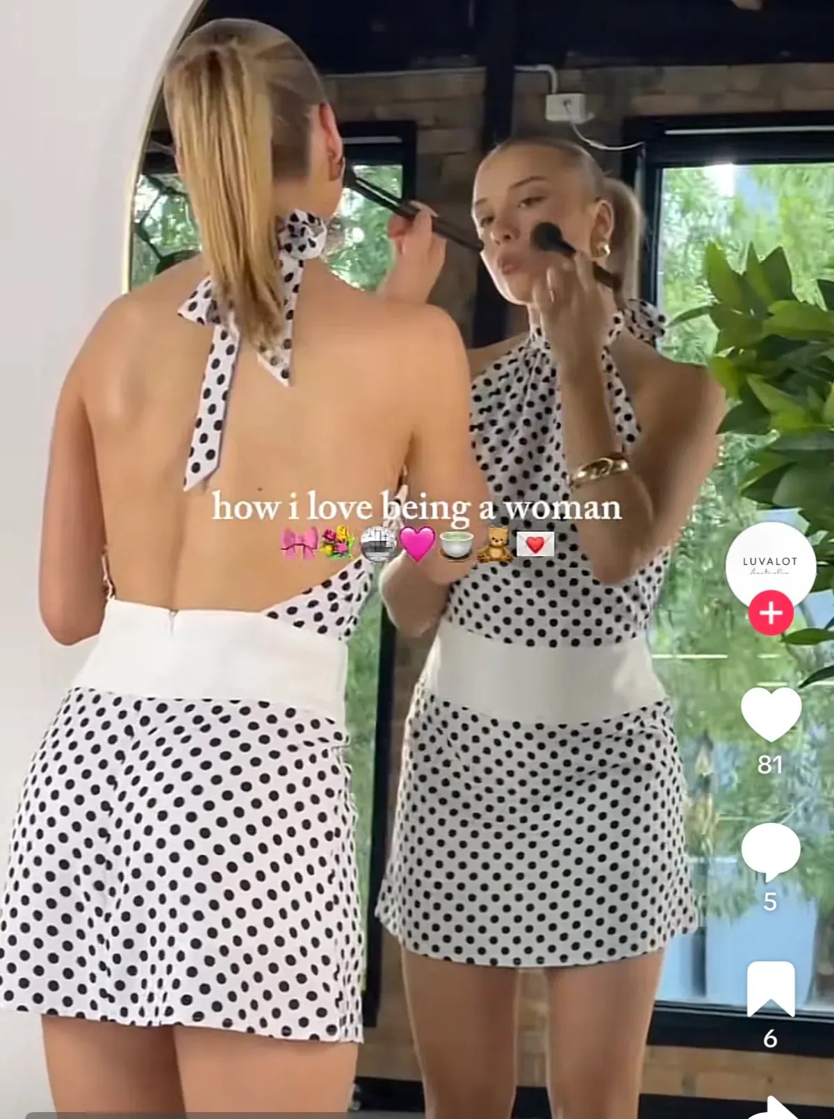 Luvalot polka dot backless skort dress for rent on The Volte - main image
