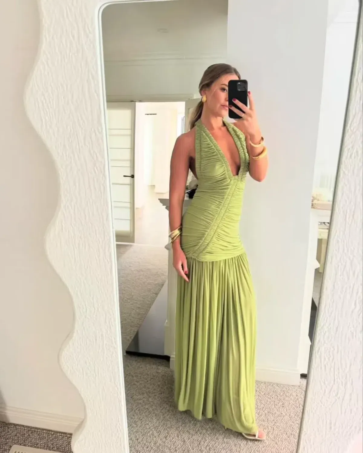 Christopher Esber / Orion Gown / Green-Olive / Size 10 - Image 2