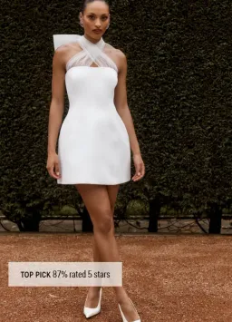 Maryam Tulle Bow Mini Dress - White for rent on The Volte - image 1