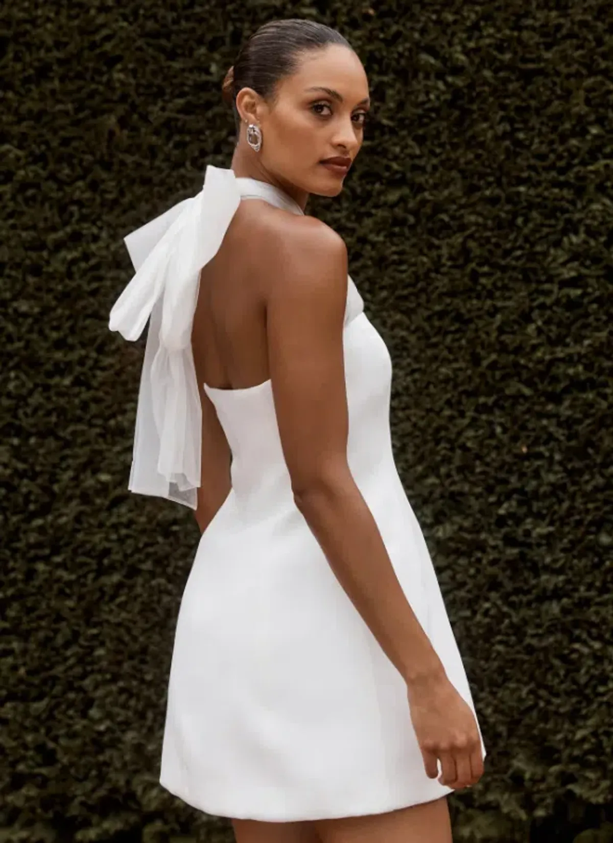Maryam Tulle Bow Mini Dress - White - Image 2