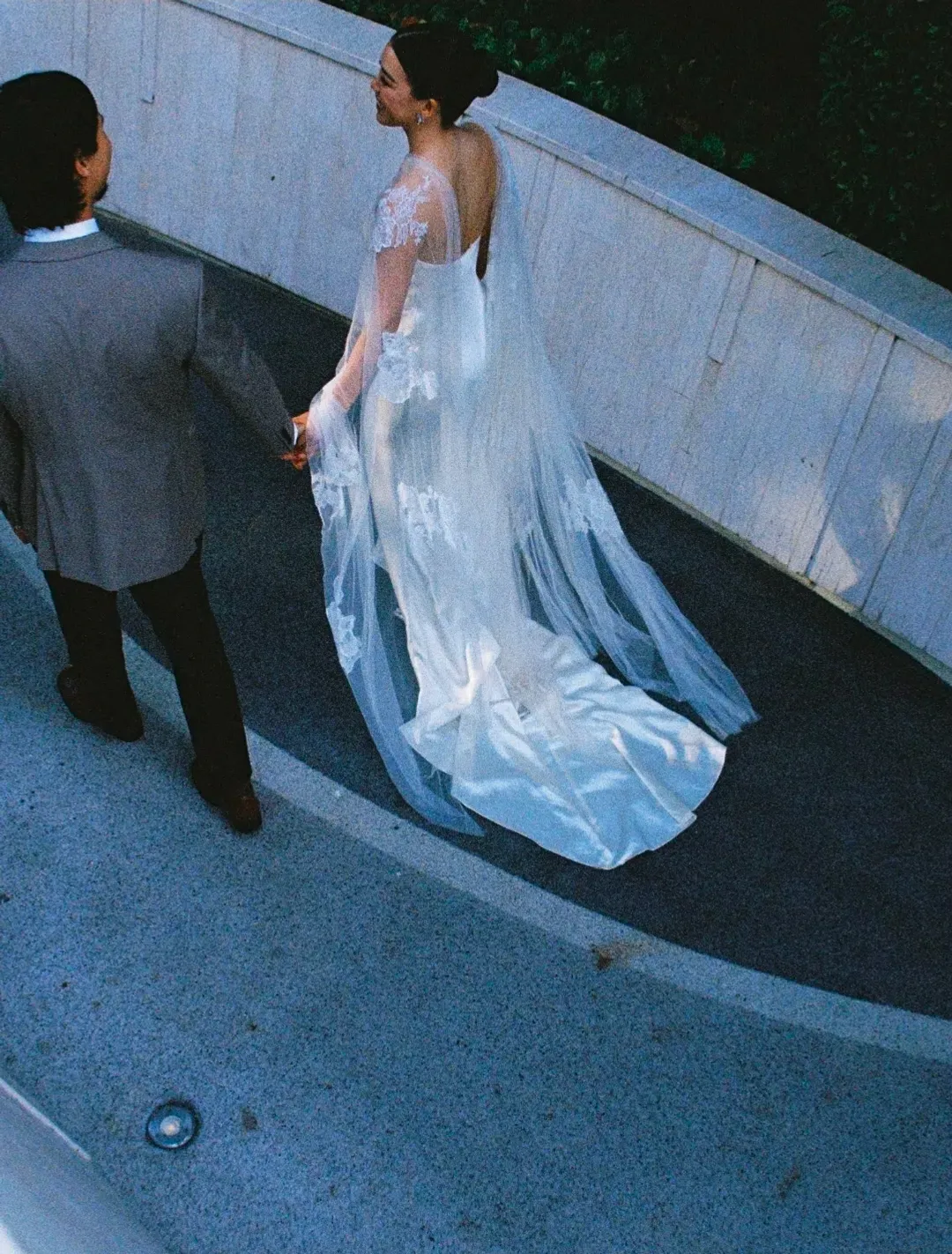 Danielle Frankel Pleated Lace Applique Veil Floor Length for rent on The Volte - main image