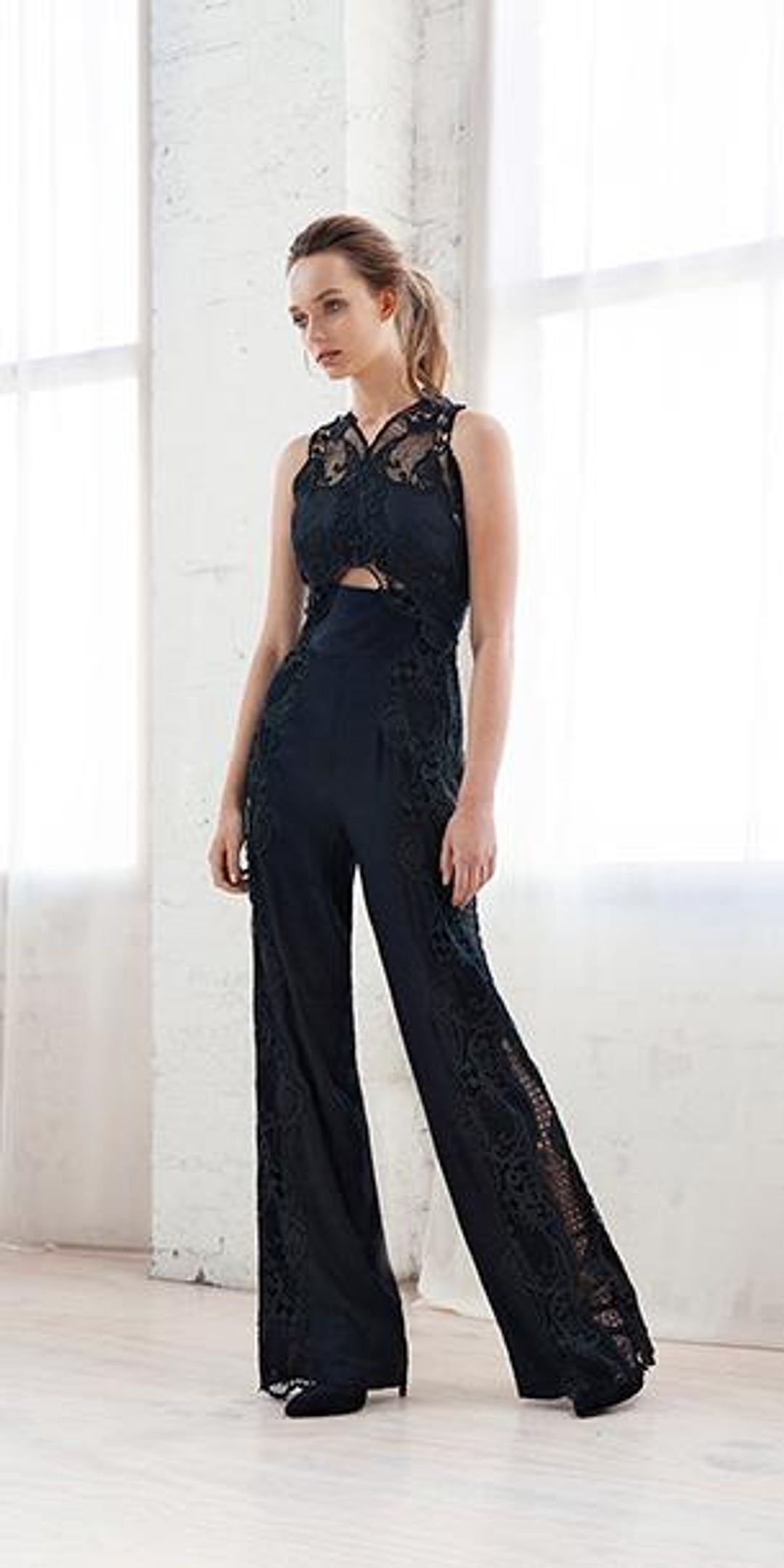 Thurley Black Lace Jumpsuit Size 10 for rent on The Volte - main image
