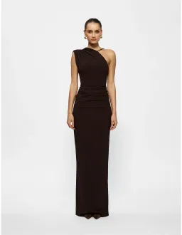 Effie Kats Greer One Shoulder Floor Length Gown Brown Size 10 for rent on The Volte - image 1