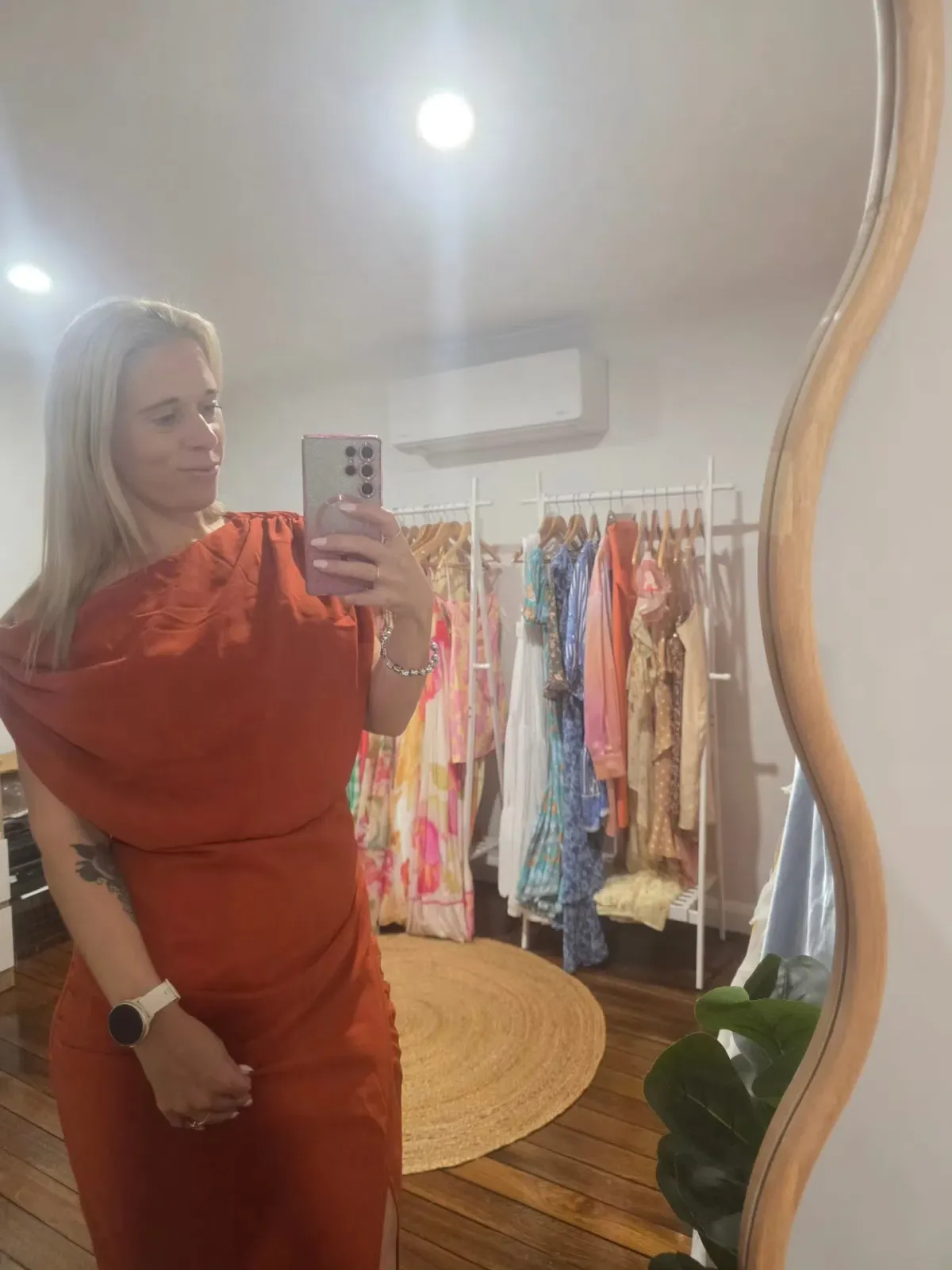 Rust Chiffon Maxi Dress - pretty little things - size 12 - Image 1