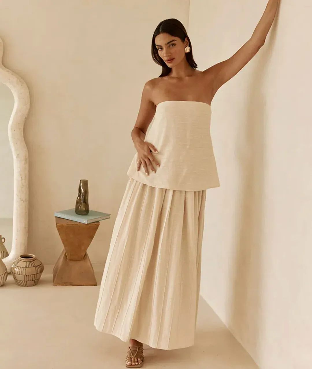Sabo Skirt Aviana Maxi Dress Beige Size XS (6) for rent on The Volte - main image