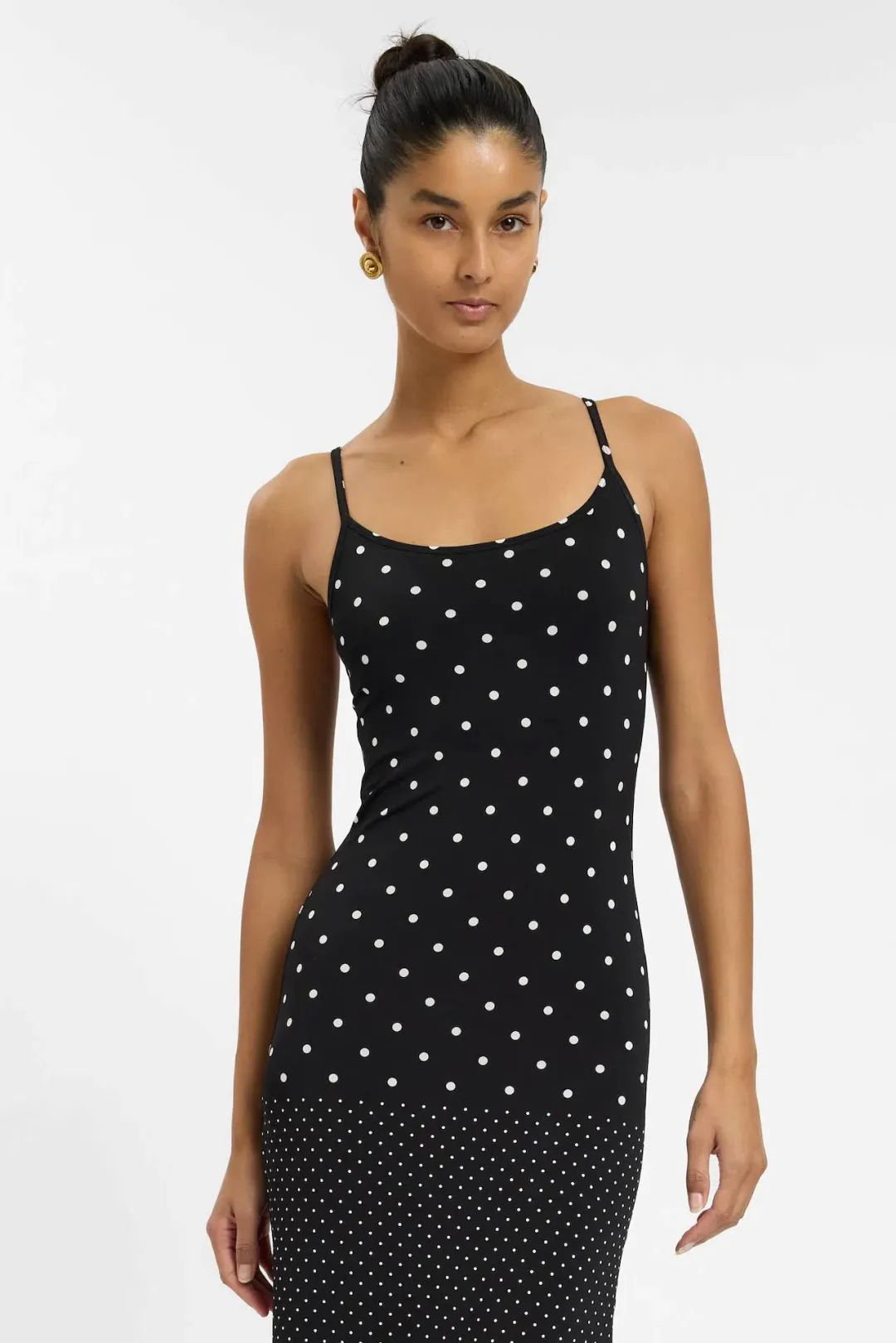 With Harper Lu Slip Maxi Dress in Black Polka Size S / AU 8 for rent on The Volte - main image