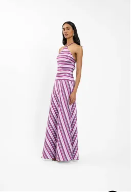 WITH HARPER LU - HALTER MAXI DRESS | VIOLET STRIPE | XL for rent on The Volte - image 2
