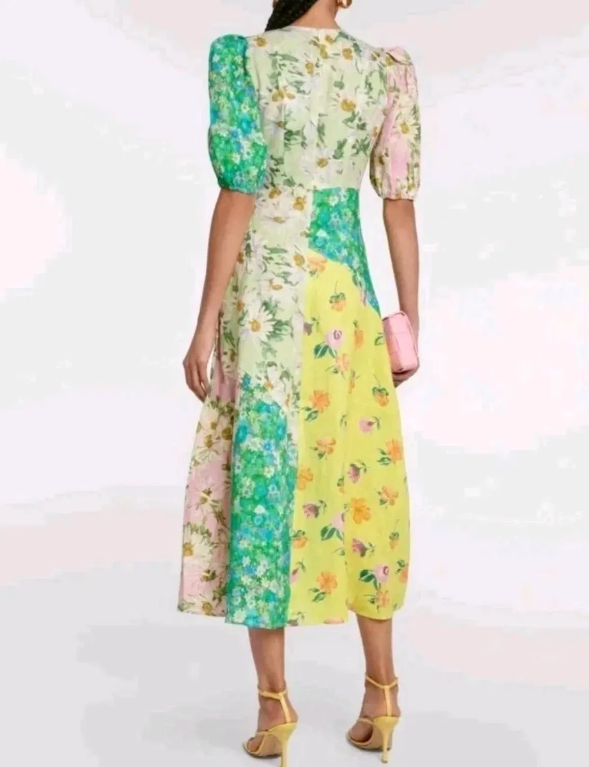 Alemais Kenzie Puff Sleeve Midi Dress in Multi Floral Size 16 - Image 3