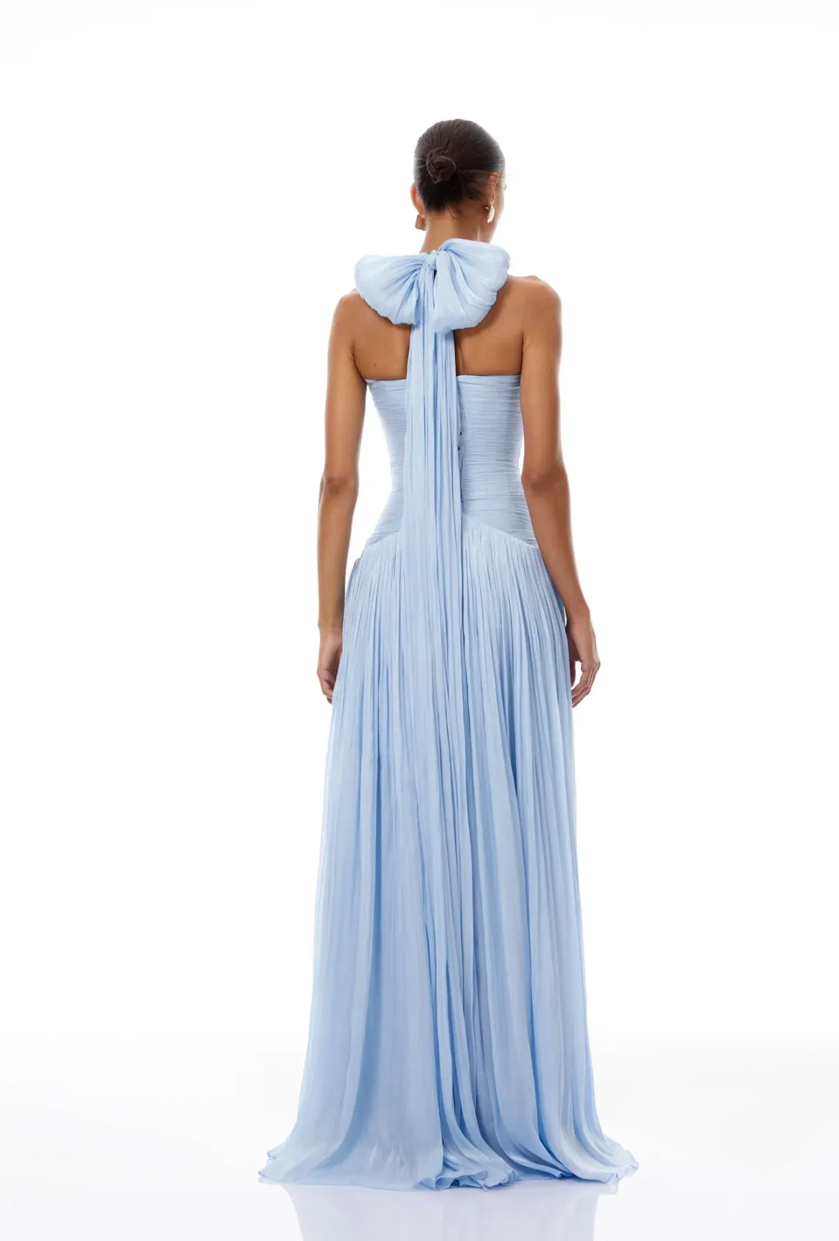 Térébenthine Blue Glossy Gathered Maxi Dres - Image 2