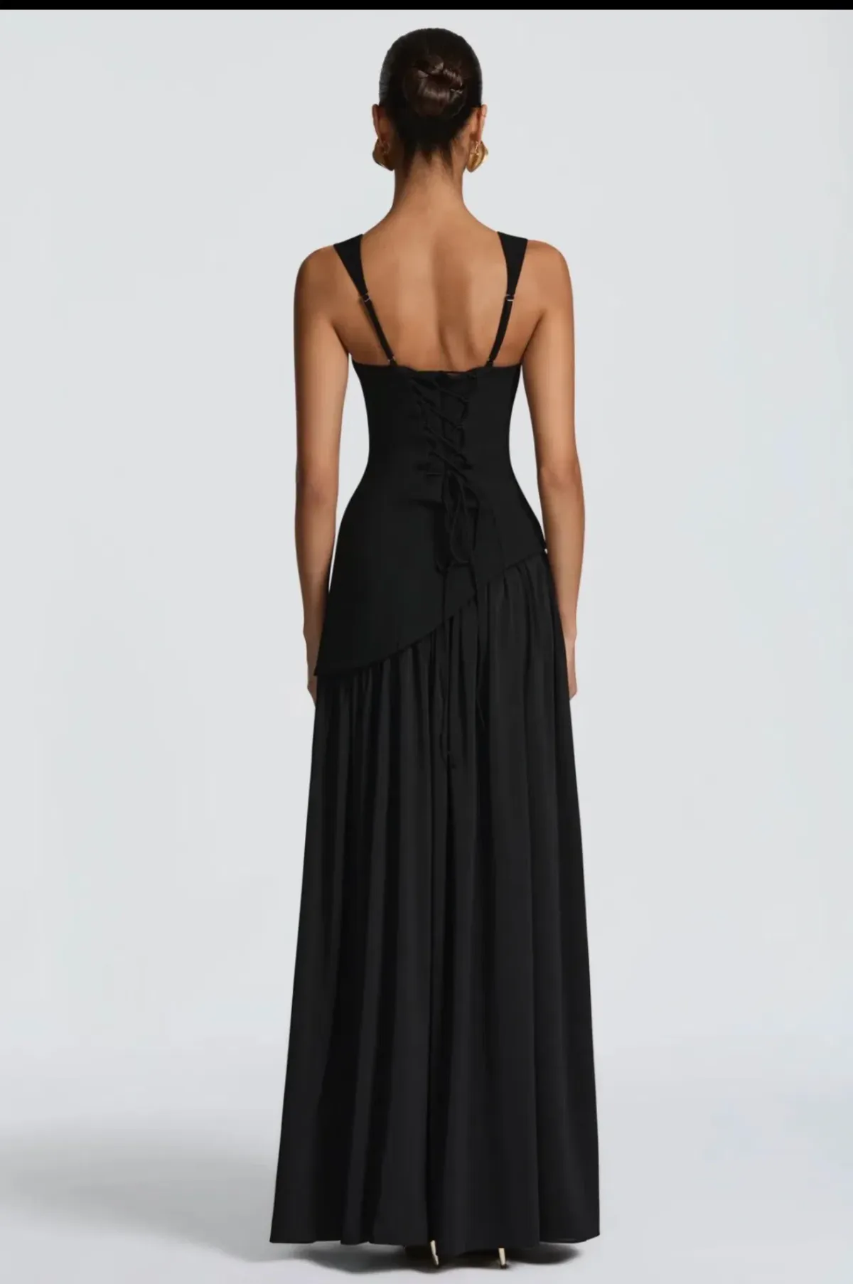 Sidonie Black Asymmetrical Maxi Gown - Image 3