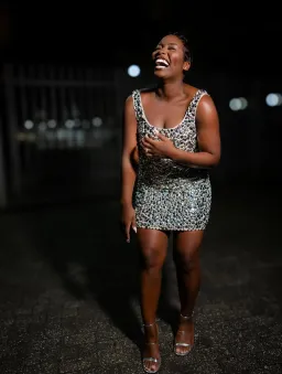 ARRANGE Textured Embellished Sequin Beaded Dress Size 8 S Small Silver for rent on The Volte - image 3