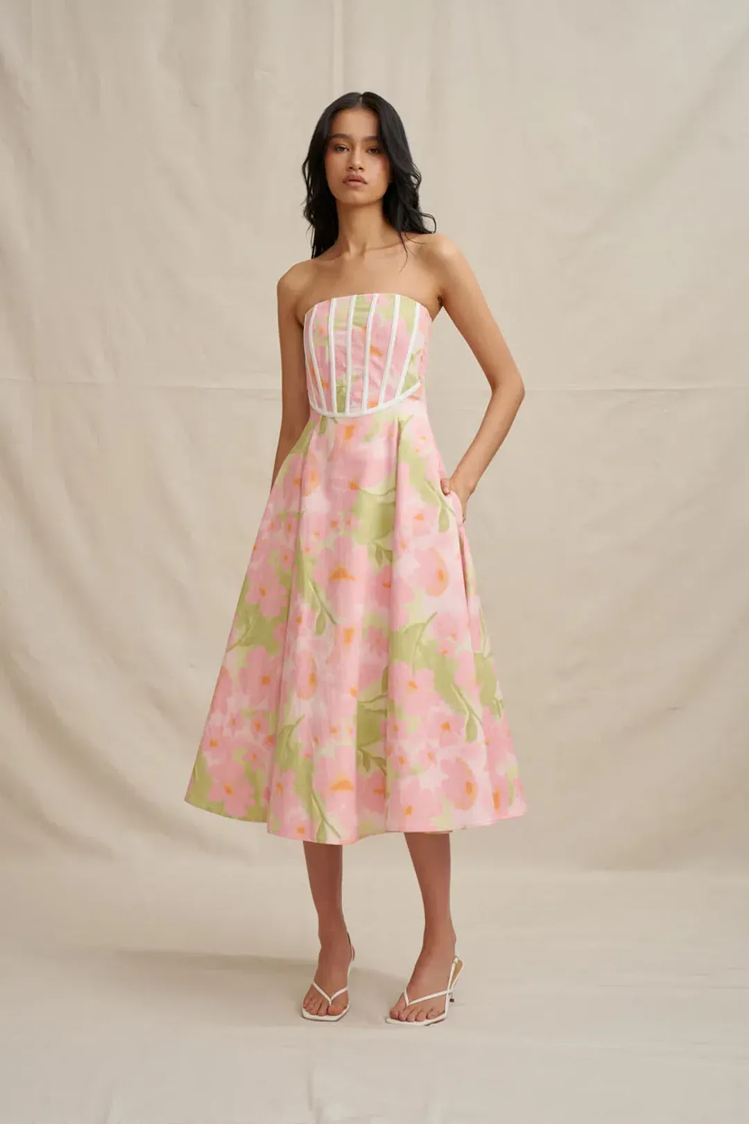 Azalia Floral Strapless Dress by By Johnny Size 8 for rent on The Volte - main image