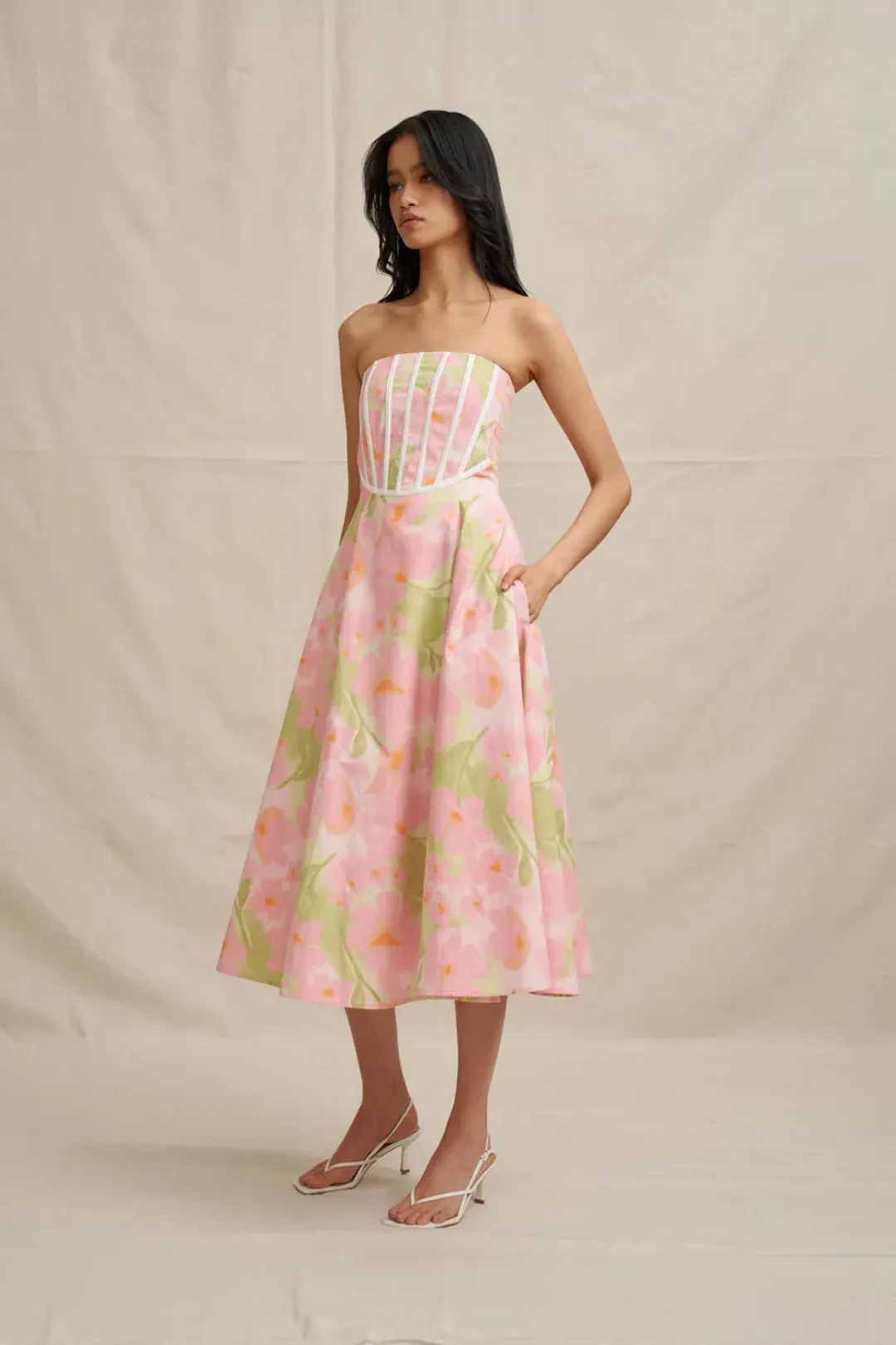 Azalia Floral Strapless Dress by By Johnny Size 8 for rent on The Volte - main image