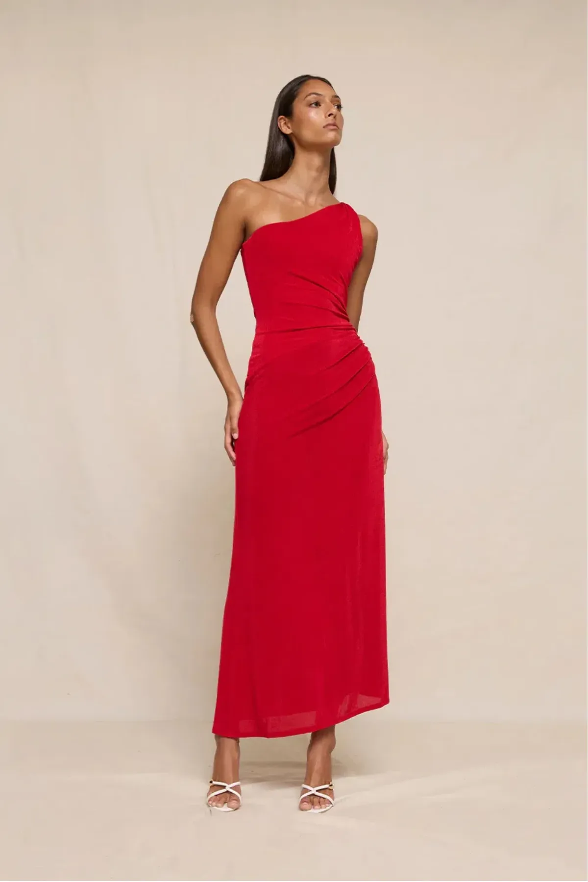 Carmine One Shoulder Dress by By Johnny Size 8 for rent on The Volte - main image