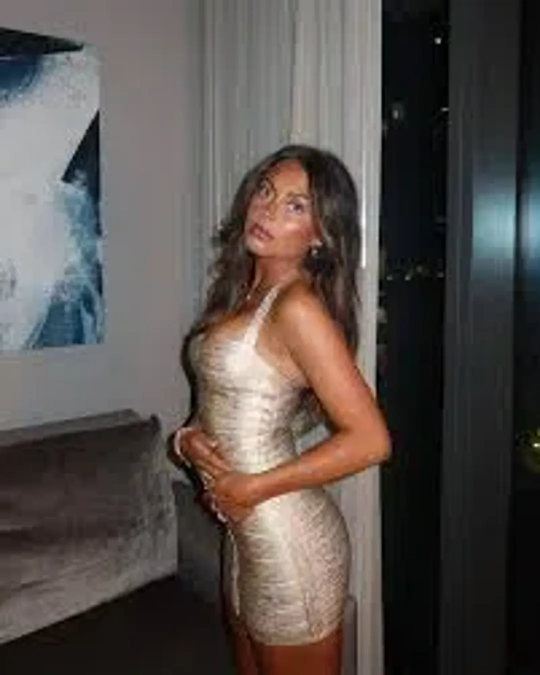 The Supermodel Gold Foiled Bandage Mini Dress House Of CB for rent on The Volte - main image