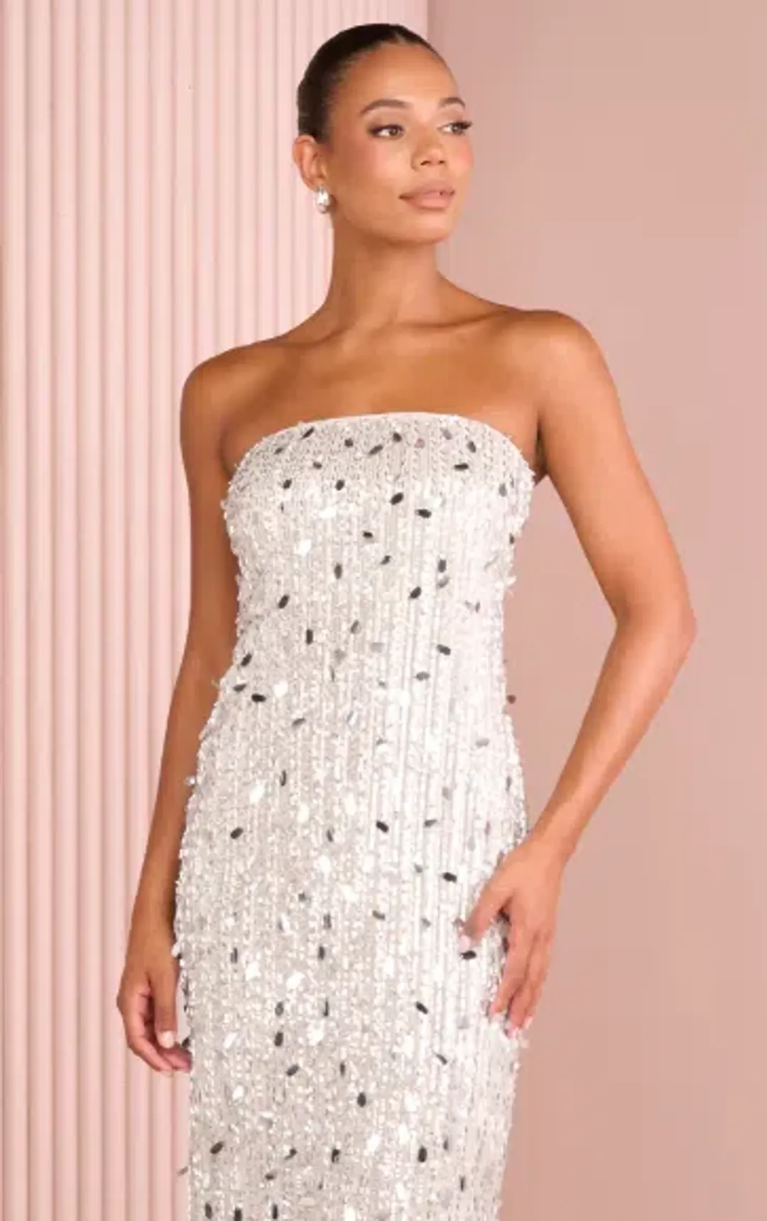 AZZURIELLE VIOLET STRAPLESS SEQUIN GOWN SIZE 8 for rent on The Volte - main image