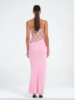 Benni Akio Maxi Dress Gown In Peony Pink | Size AU 14 for rent on The Volte - image 3