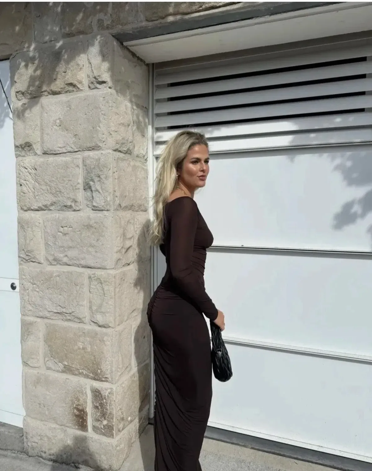 Benni Wilma Long Sleeve Maxi Dress in Chocolate | Size 8 - Image 2