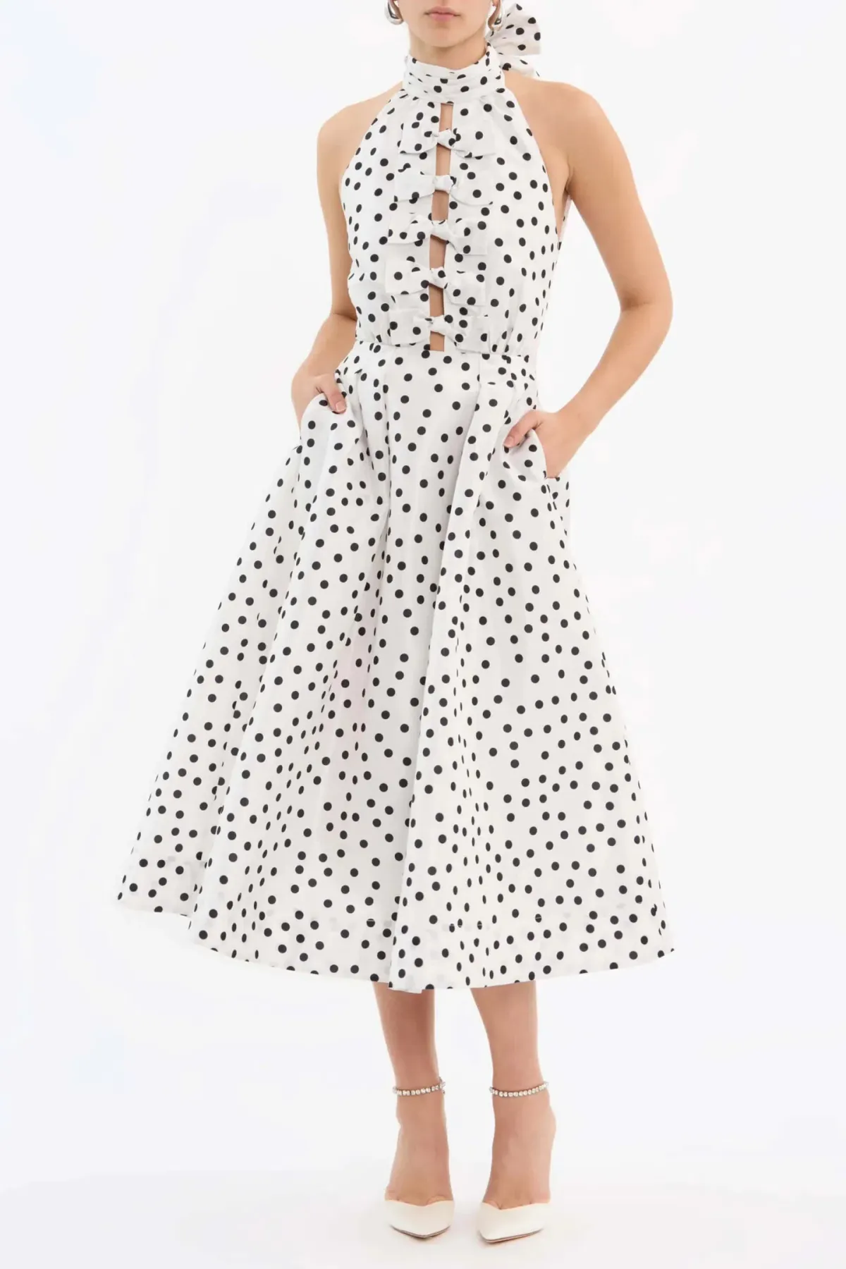 REBECCA VALLANCE DELIA HALTER MIDI DRESS SIZE 10 for rent on The Volte - main image