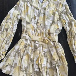 Acler walker dress floral yellow / lemon mini dress size 6 for rent on The Volte - image 4