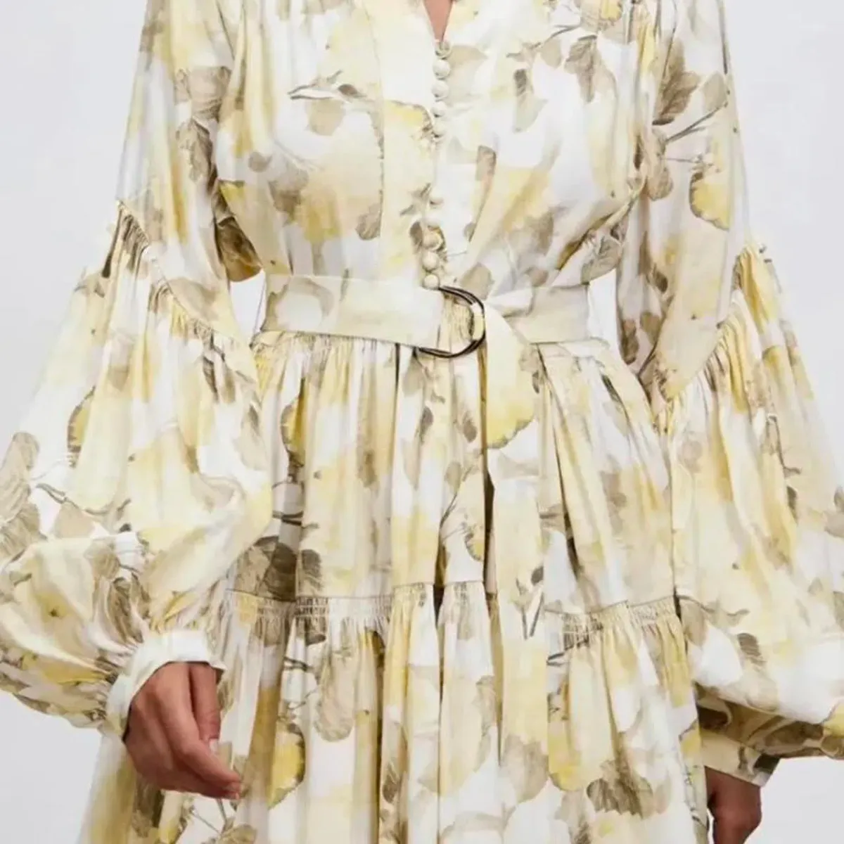 Acler walker dress floral yellow / lemon mini dress size 6 - Image 1