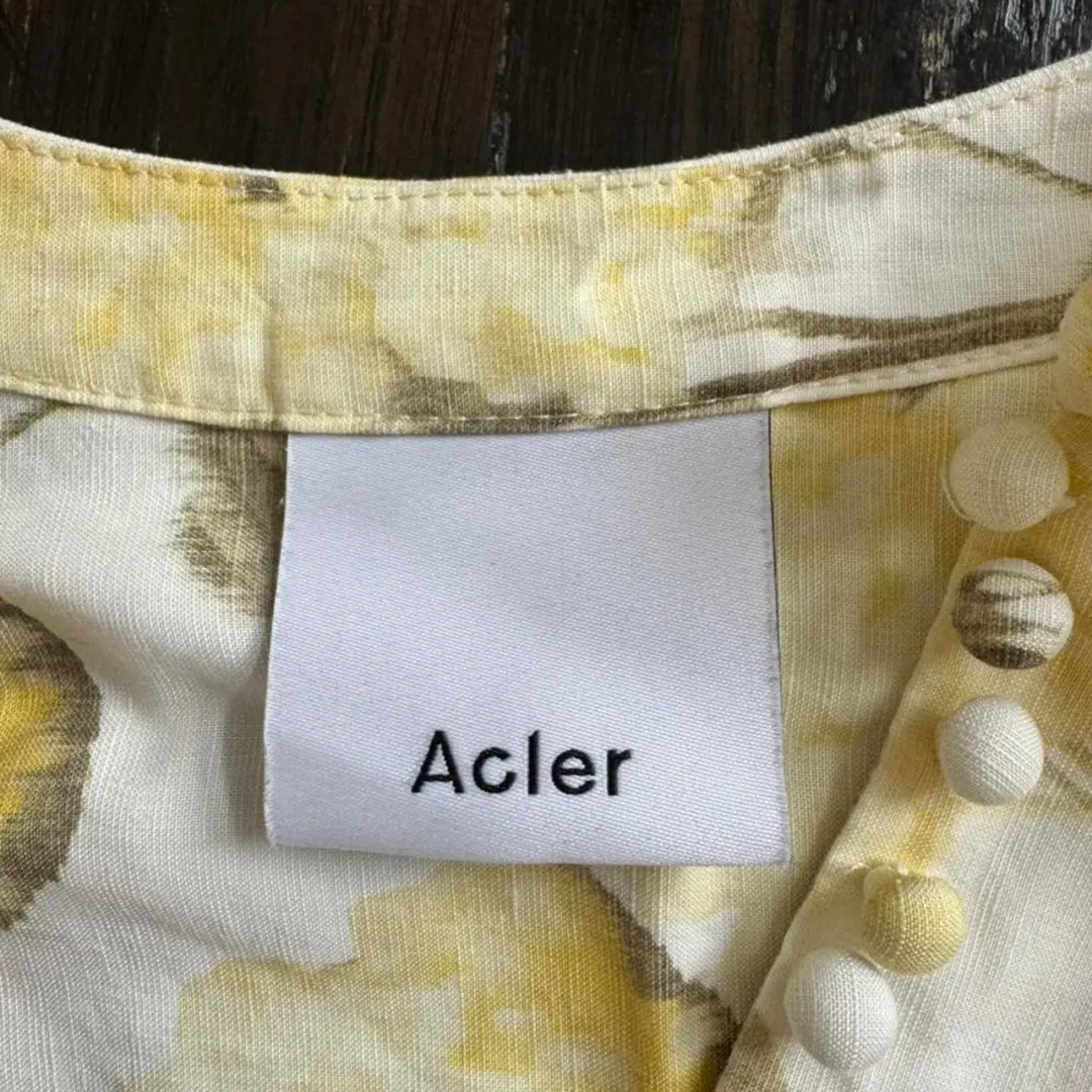 Acler walker dress floral yellow / lemon mini dress size 6 for rent on The Volte - main image