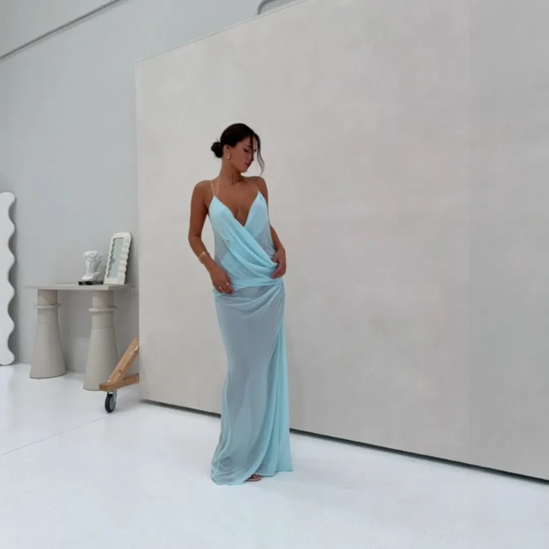 Natalie Rolt Magnolia Gown Baby Blue Size 8 for rent on The Volte - main image