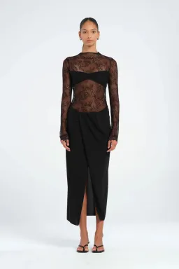 BENNI Colton MIDI Dress In Black Lace | Size AU 10 for rent on The Volte - image 1