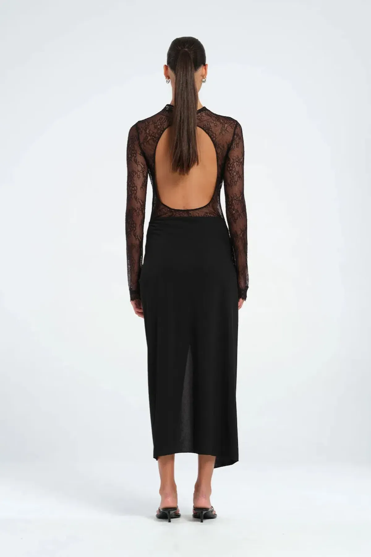 BENNI Colton MIDI Dress In Black Lace | Size AU 10 - Image 3