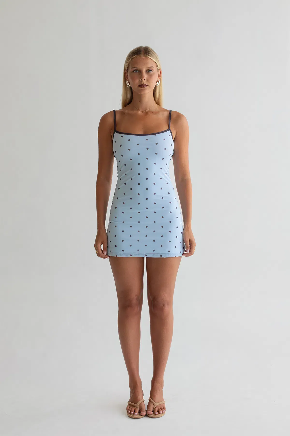 HNTR the label Char Mini Dress in Baby Blue Polka Size S / AU 8 - Image 1