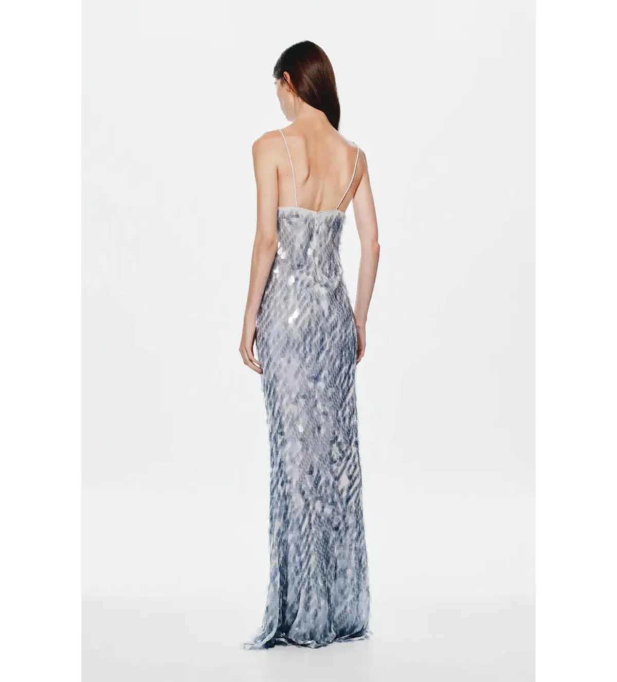 Misha Sapphire Sequin Maxi Dress in Dove Grey Size XS/AU6 - Image 3