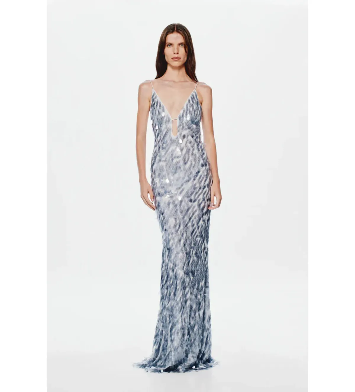Misha Sapphire Sequin Maxi Dress in Dove Grey Size M/AU10 - Image 1