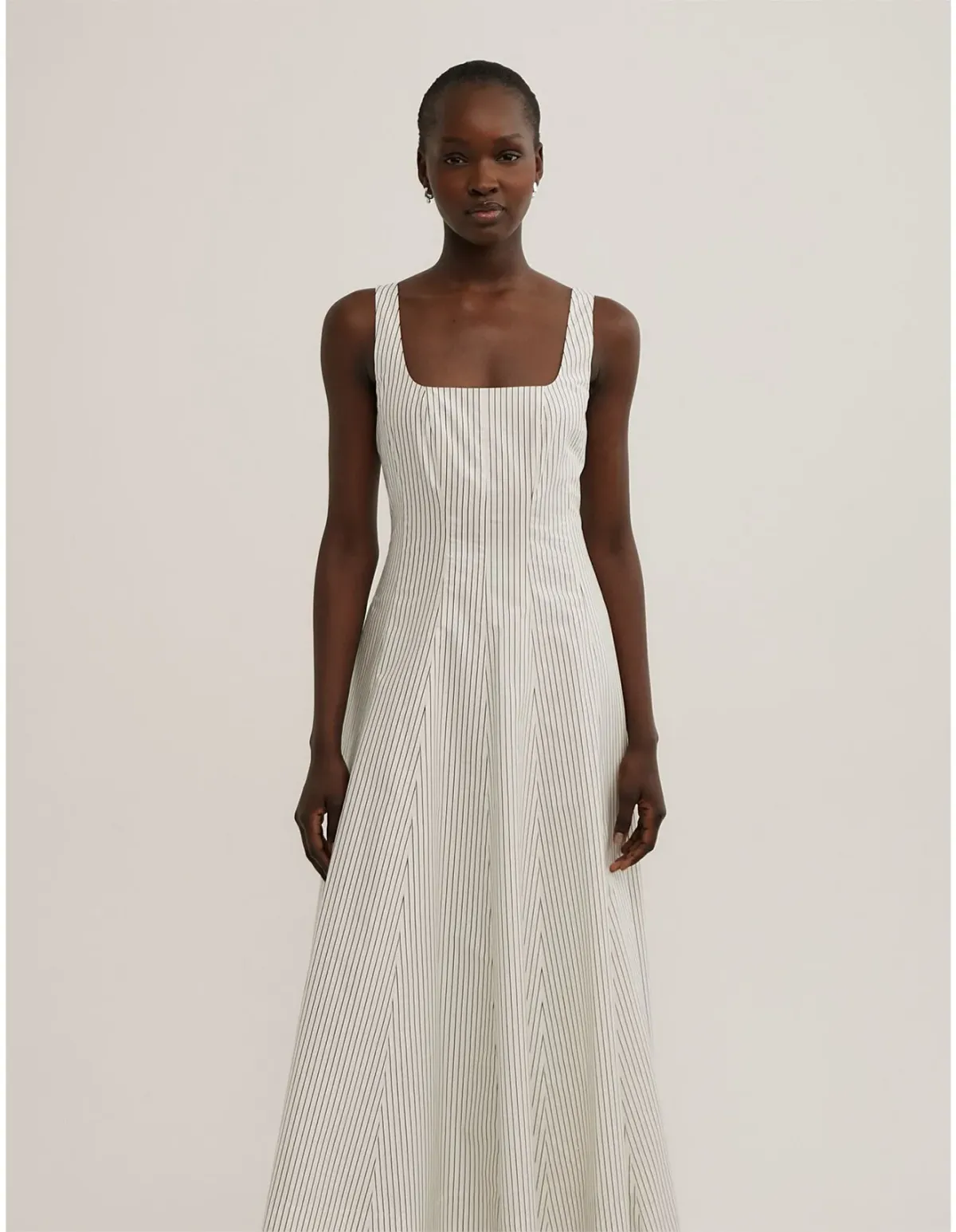 Witchery Seam Detail Midi Dress Cream Size 10 - Image 2