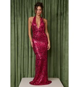 Fait Par Foutch Liana Dress in Magenta Sequin Size XXS/AU4 for rent on The Volte - image 1