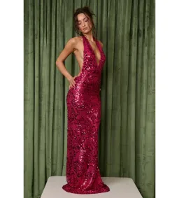 Fait Par Foutch Liana Dress in Magenta Sequin Size M/AU10 for rent on The Volte - image 2