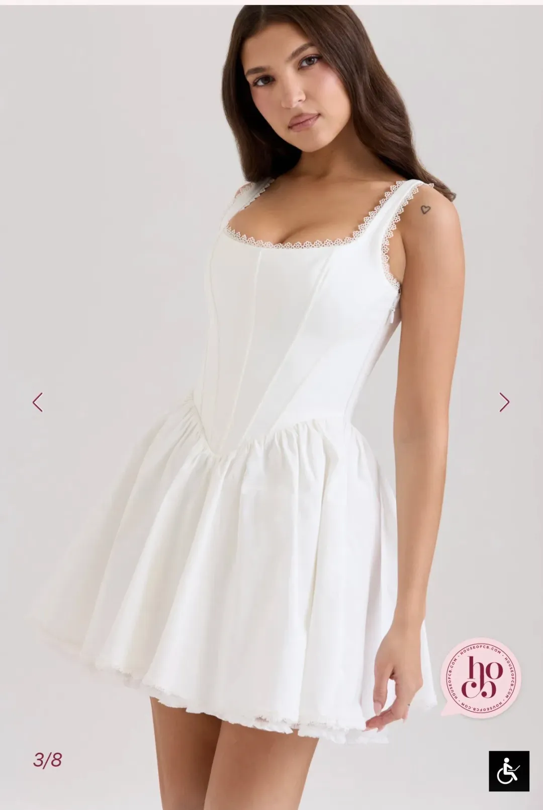 House of CB LETITIA WHITE STRETCH COTTON MINI DRESS Size L for rent on The Volte - main image