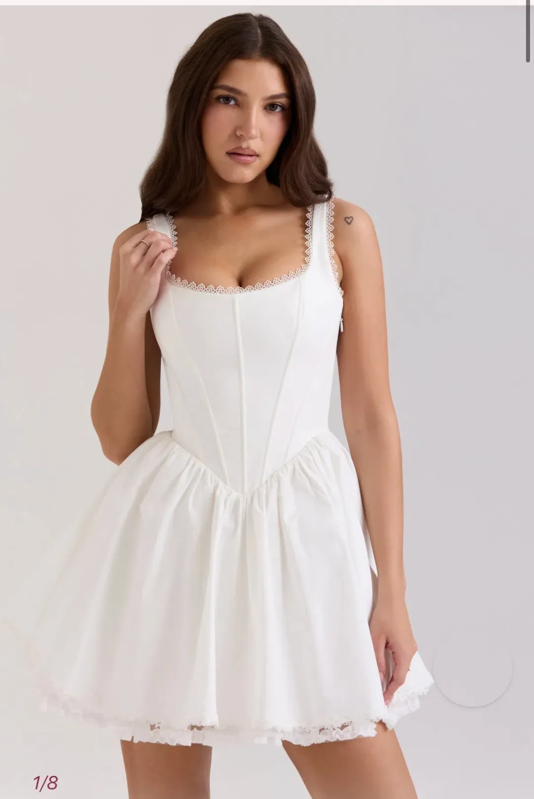 House of CB LETITIA WHITE STRETCH COTTON MINI DRESS Size L for rent on The Volte - main image