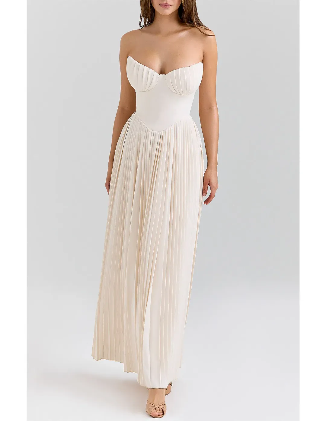 House of CB - Marcella Georgette Pleated Maxi Dress for rent on The Volte - main image