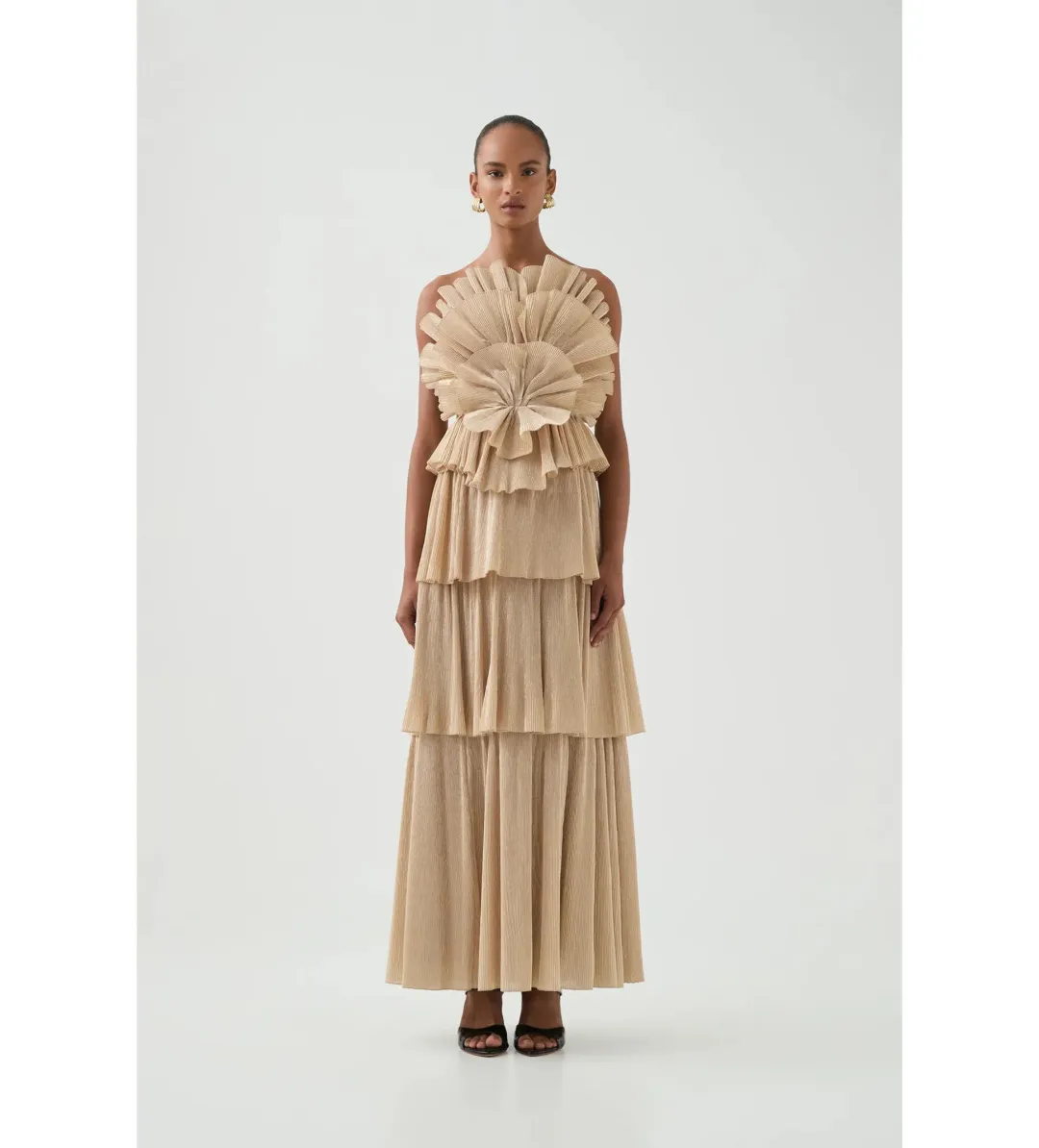 Aje Kyra Gown in Gold Size AU4 for rent on The Volte - main image