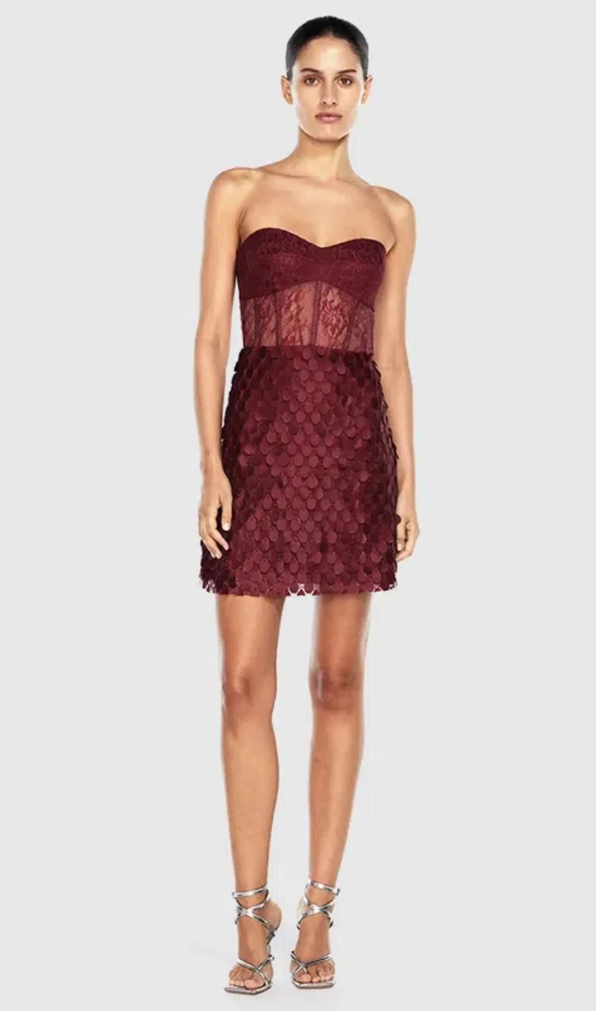 MANNING CARTELL SUPREME EXTREME MINI DRESS SIZE 12 - CRANBERRY COLOUR - Image 3