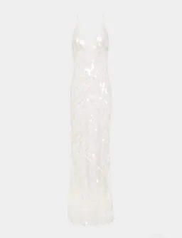 Sapphire sequin maxi dress in ivory for rent on The Volte - image 2