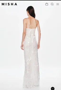Sapphire sequin maxi dress in ivory for rent on The Volte - image 5