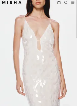 Sapphire sequin maxi dress in ivory for rent on The Volte - image 4