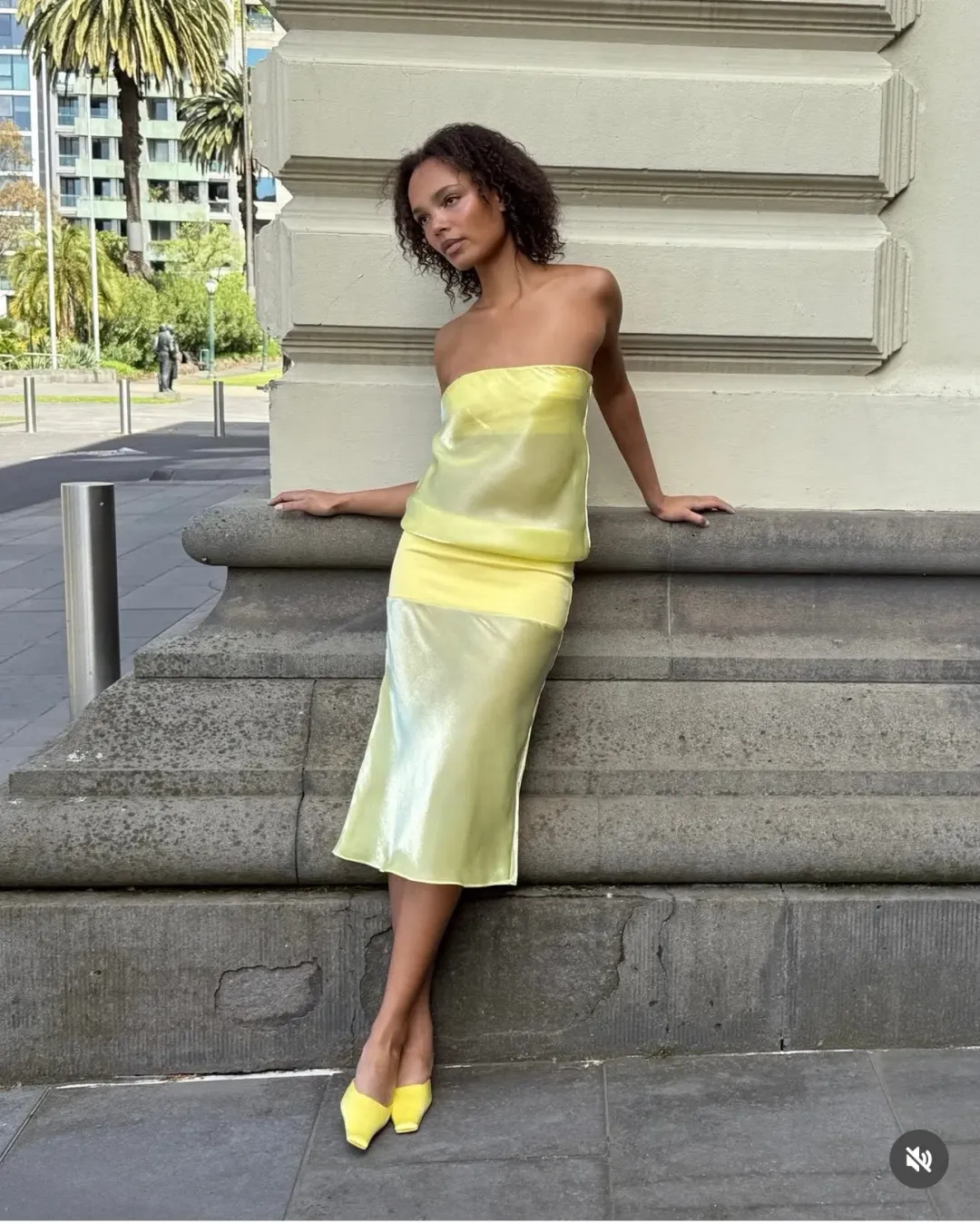Mode Mischief Melt Panel Dress Yellow size S for rent on The Volte - main image