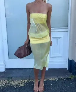 Mode Mischief Melt Panel Dress Yellow size S for rent on The Volte - image 3
