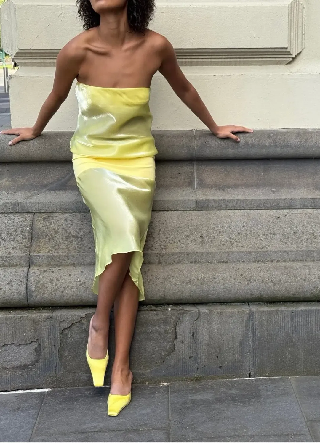 Mode Mischief Melt Panel Dress Yellow size S for rent on The Volte - main image