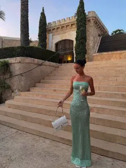 Fait Par Foutch Elizabeth Sparkly Green Dress size 6 for rent on The Volte - image 3