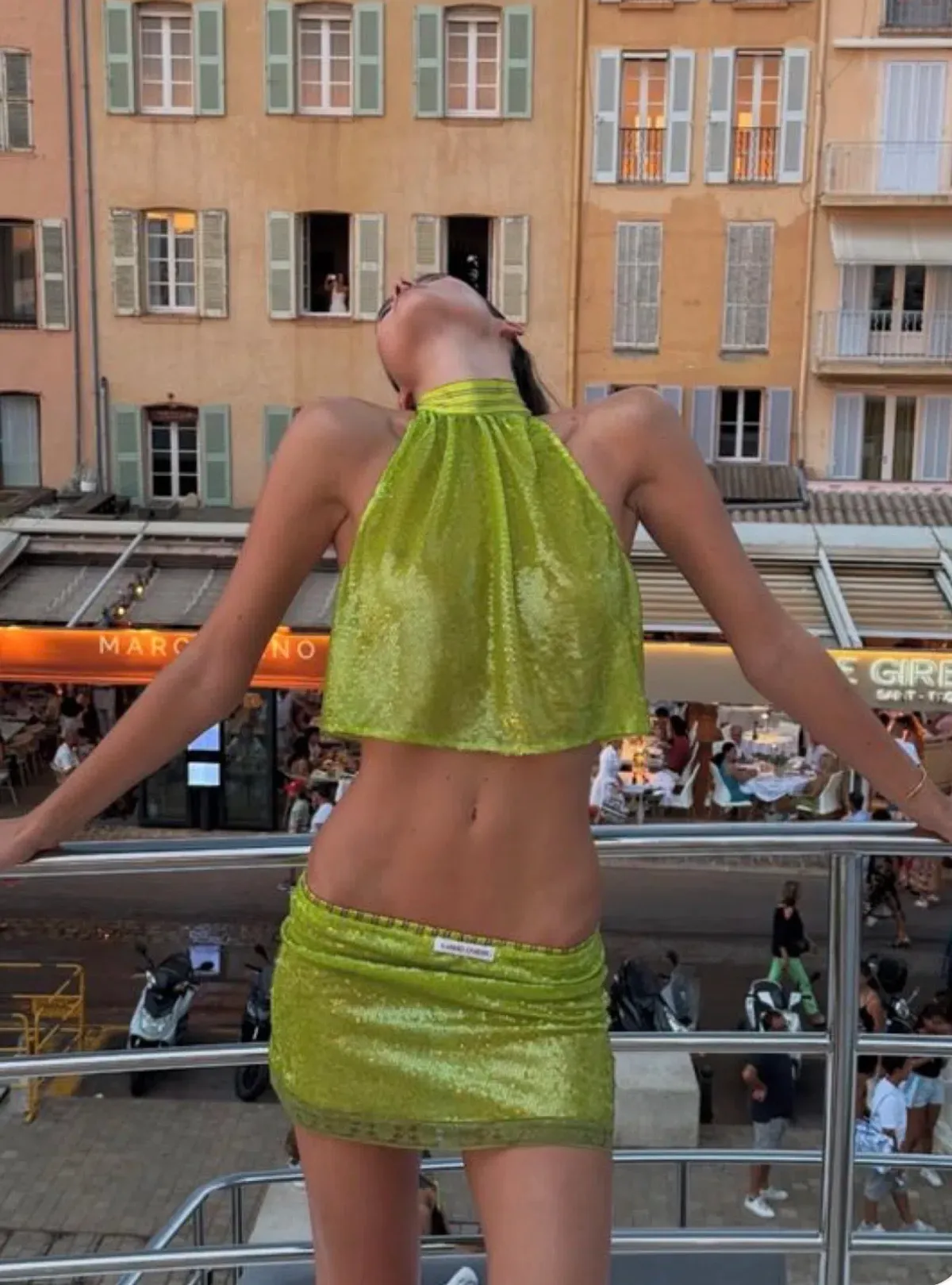 HAND OVER Cristobal Skirt in Green (with white lace) XS - Image 1